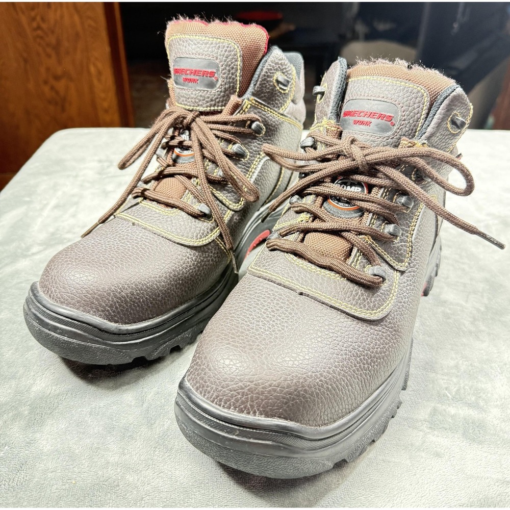 Skechers Work Boots Mens Size 12 W Brown Comp Toe Puncture Resistant 77144W